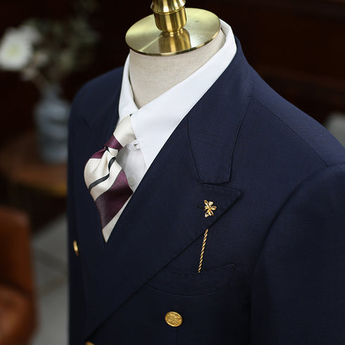 Navy Double-Breasted Wool Blazer – Inspired by Classic Men’s Suits Plus Size